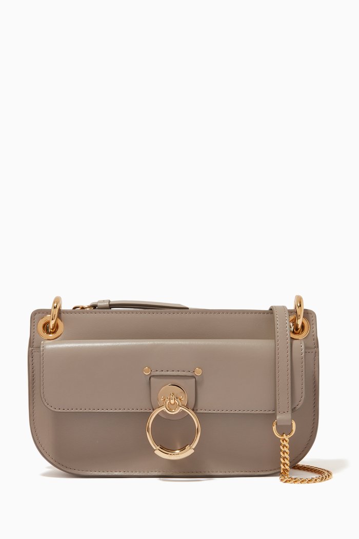 

Tess Crossbody Pouch in Shiny Calfskin, Grey