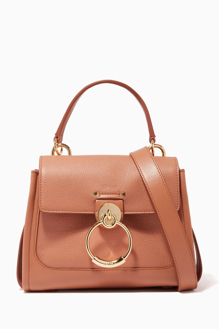 

Mini Tess Daybag in Smooth & Grained Calfskin, Neutral