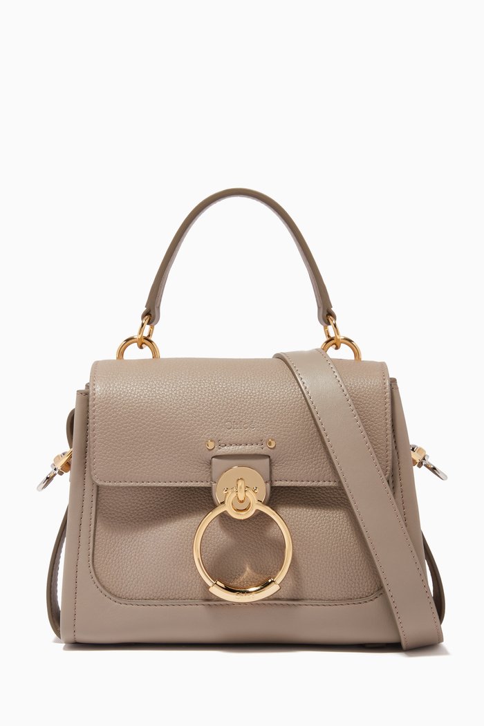 

Mini Tess Daybag in Smooth & Grained Calfskin, Grey