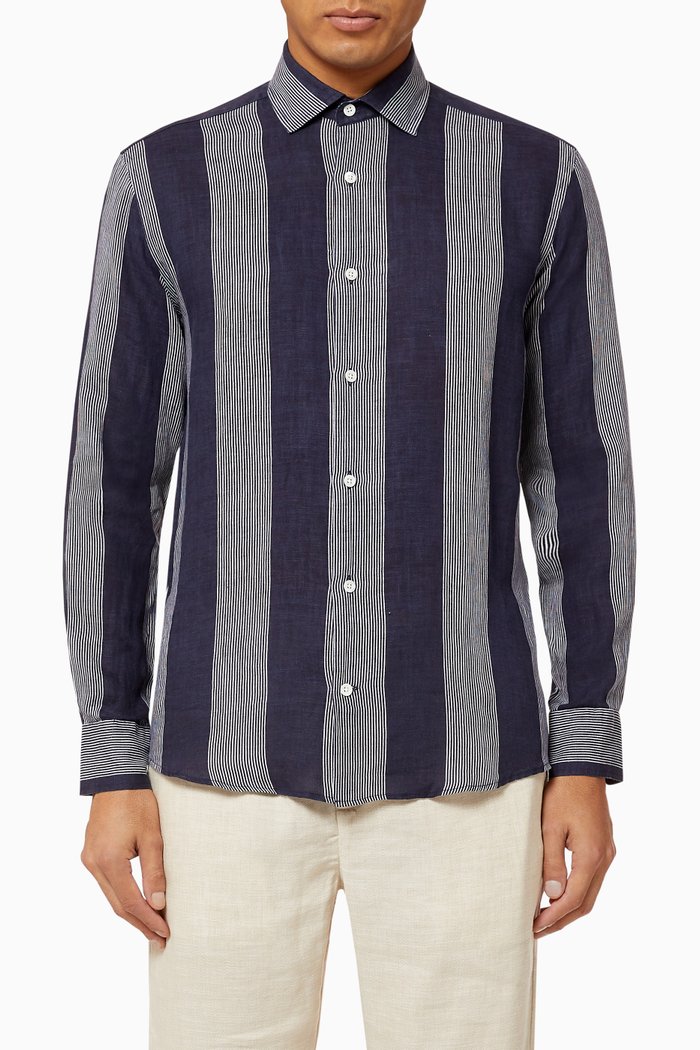

Striped Linen Shirt, Blue