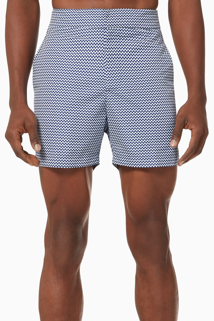 

Classic Copacabana Print Swim Shorts in Cotton, Blue
