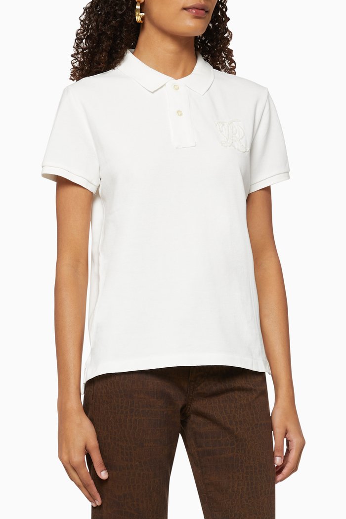 

Classic Fit Beaded Polo Shirt, White