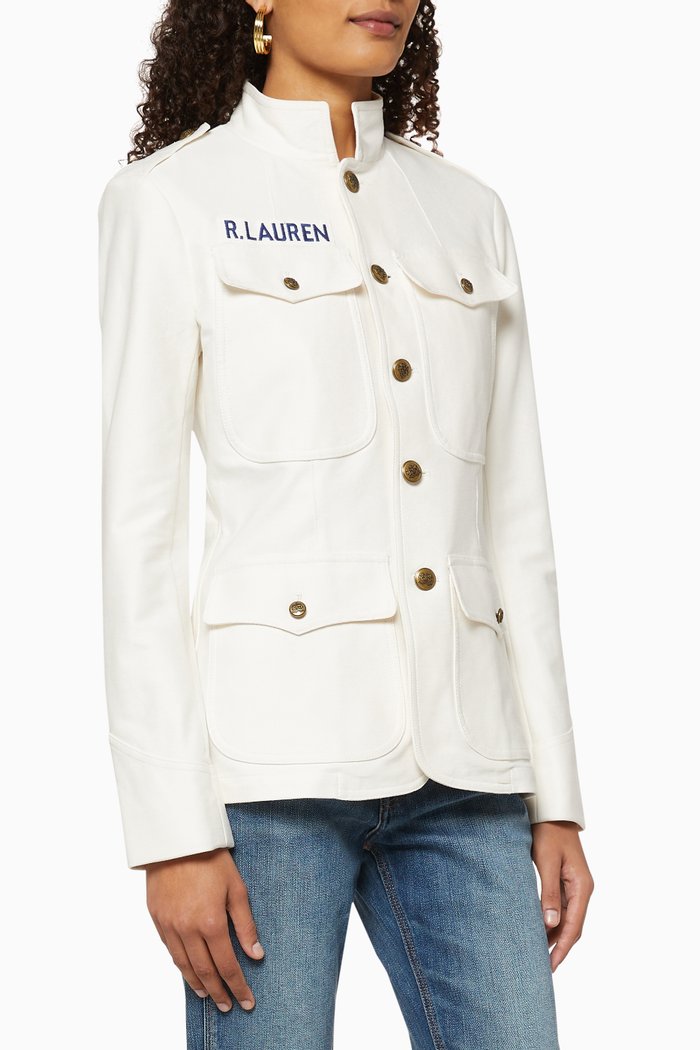 Cotton Stretch Blazer, White