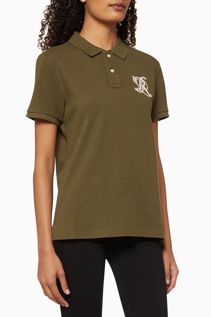 Classic Fit Beaded Polo Shirt, Green