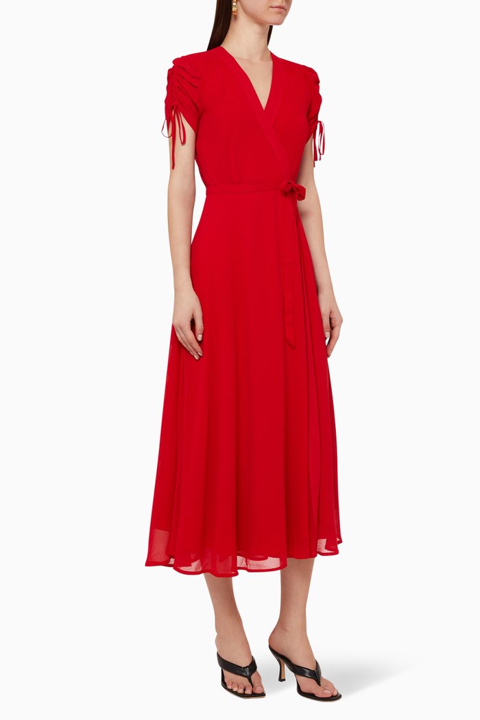 

Crepe Wrap Dress, Red