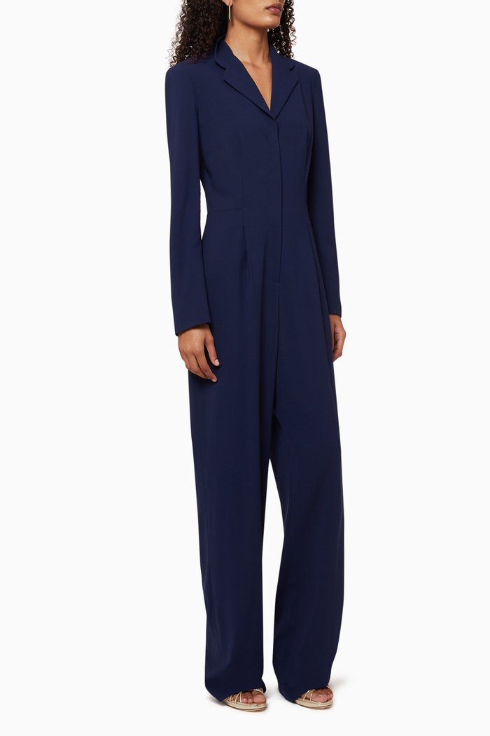 

Carney Wool Crepe Jumpsuit, Blue