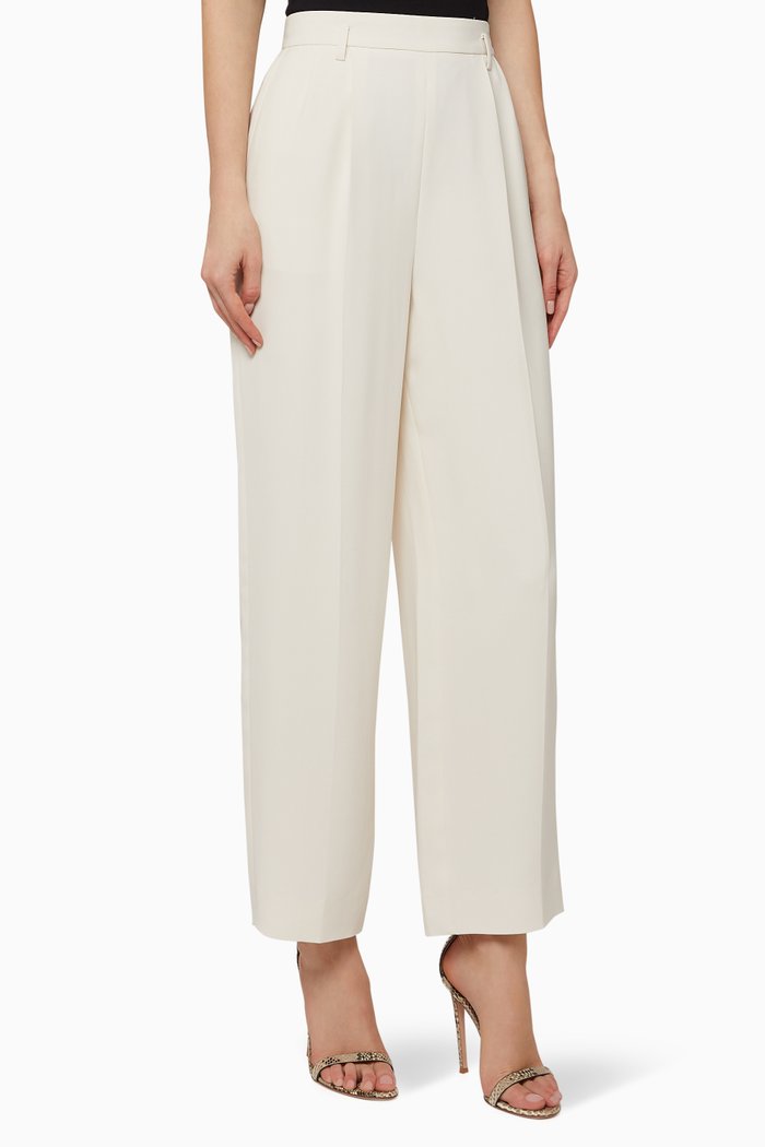 

Duval Silk Straight-Leg Pants, Neutral