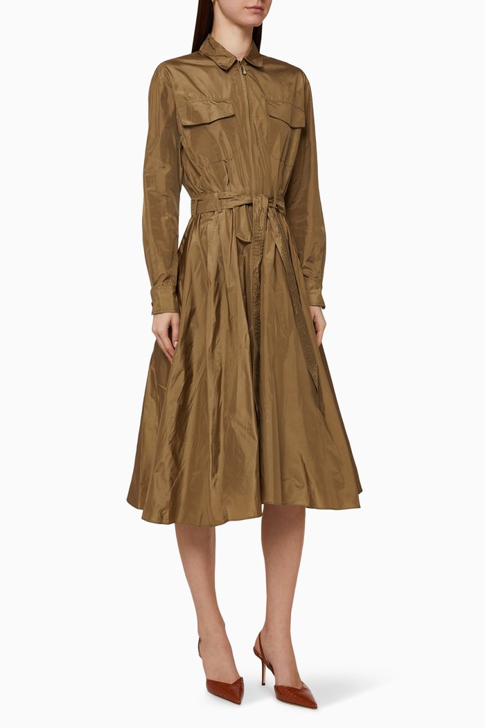 

Cambria Silk Safari Shirt Dress, Green
