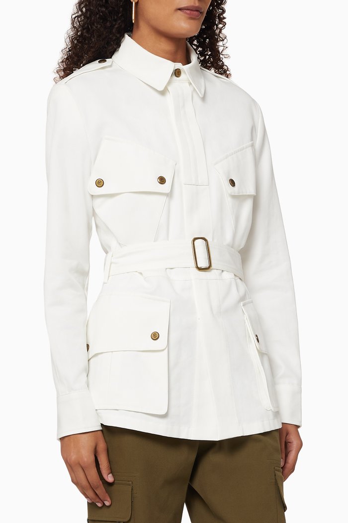 Lydie Belted Canvas Jacket, Neutral
