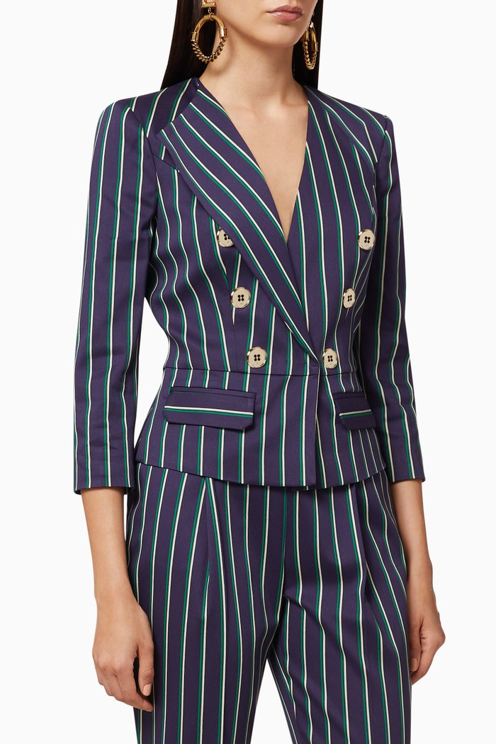 

Pinstripe Crop Jacket, Blue