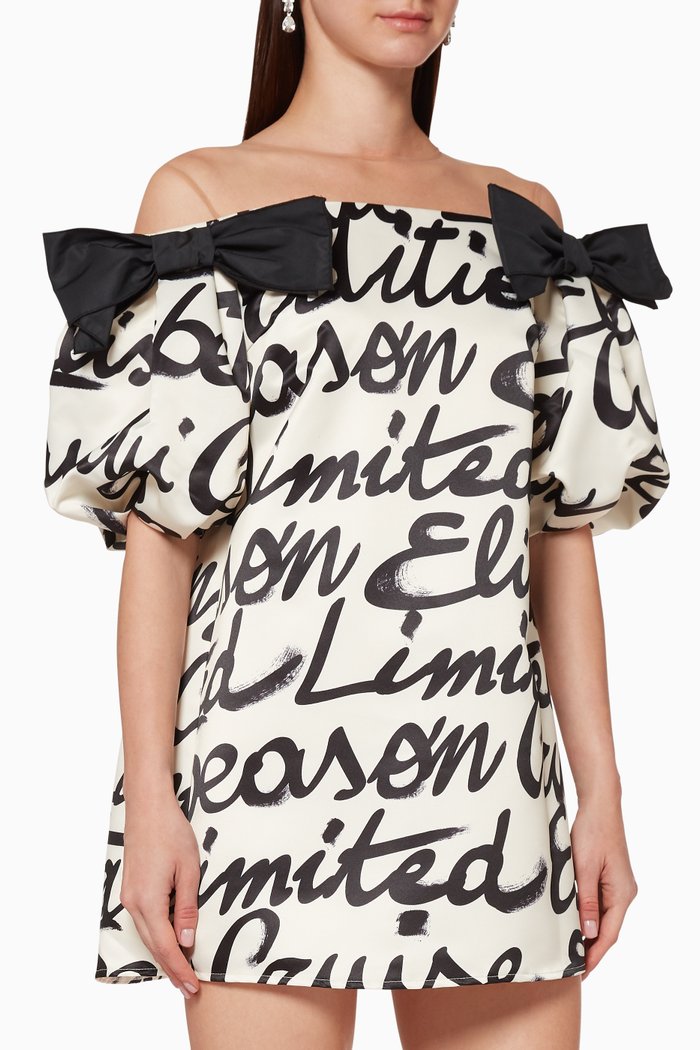 

Macro Wording Satin Mini Dress, Multicolour