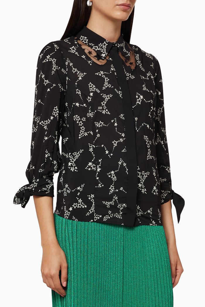 

Star Print Georgette Blouse, Black