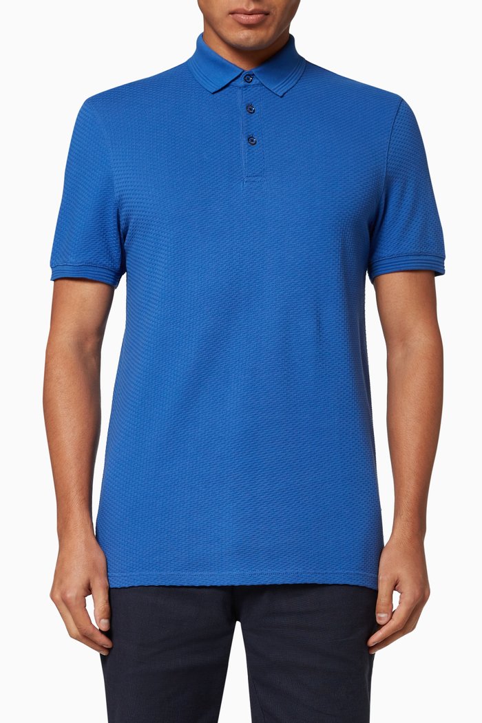 

Infuse Textured Cotton Polo, Blue
