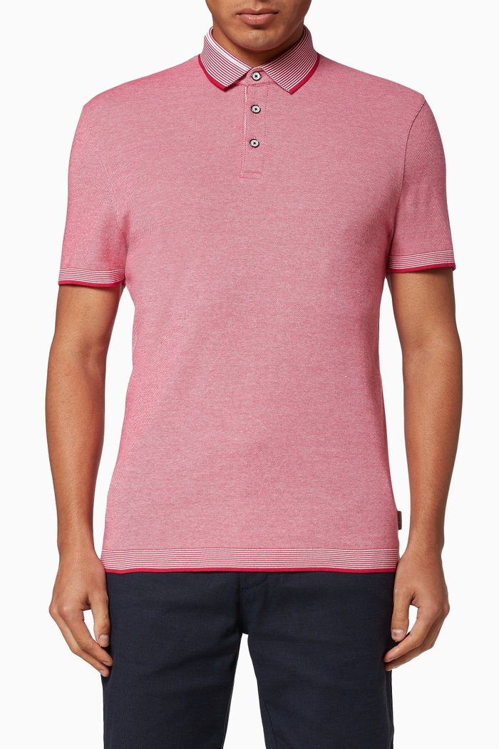 

Lateone Striped Collar Polo, Pink