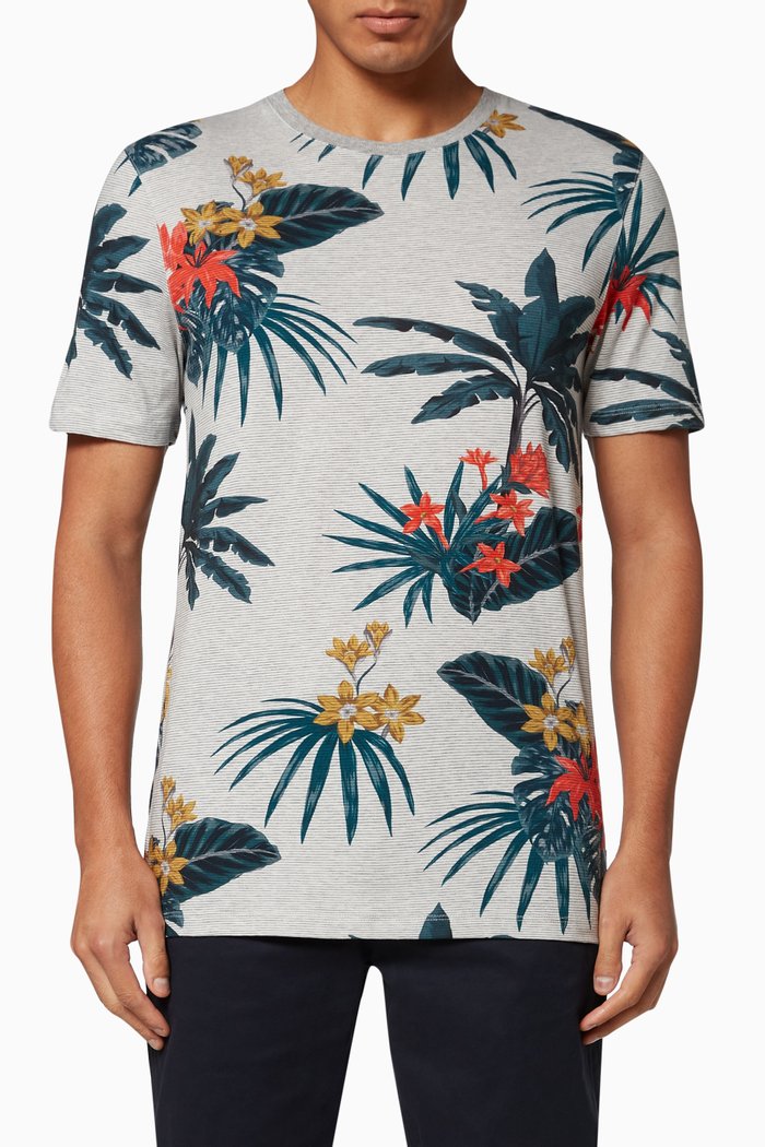 

Mytea Floral Print Cotton T-Shirt, Grey