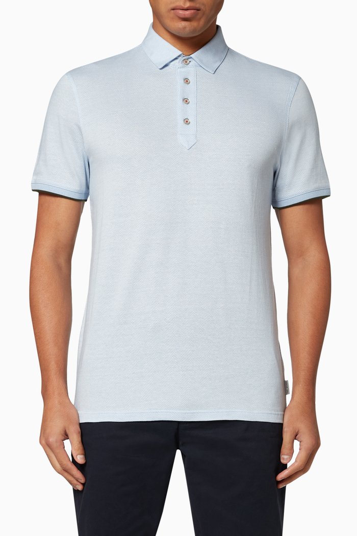 

Soya Herringbone Cotton Polo, Blue