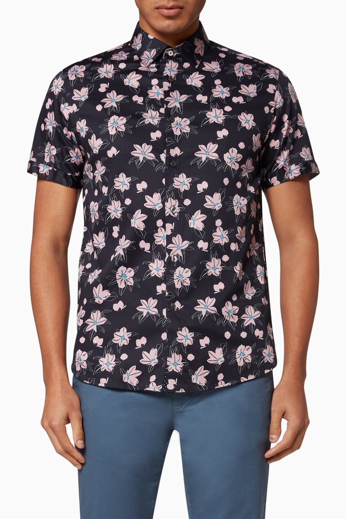 

Sesep Flower Print Cotton Shirt, Blue