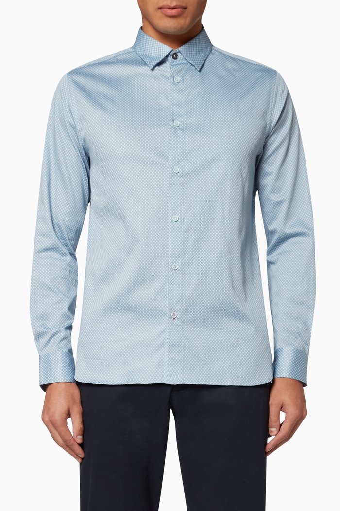 

Hamtie Geo Print Cotton Shirt, Blue