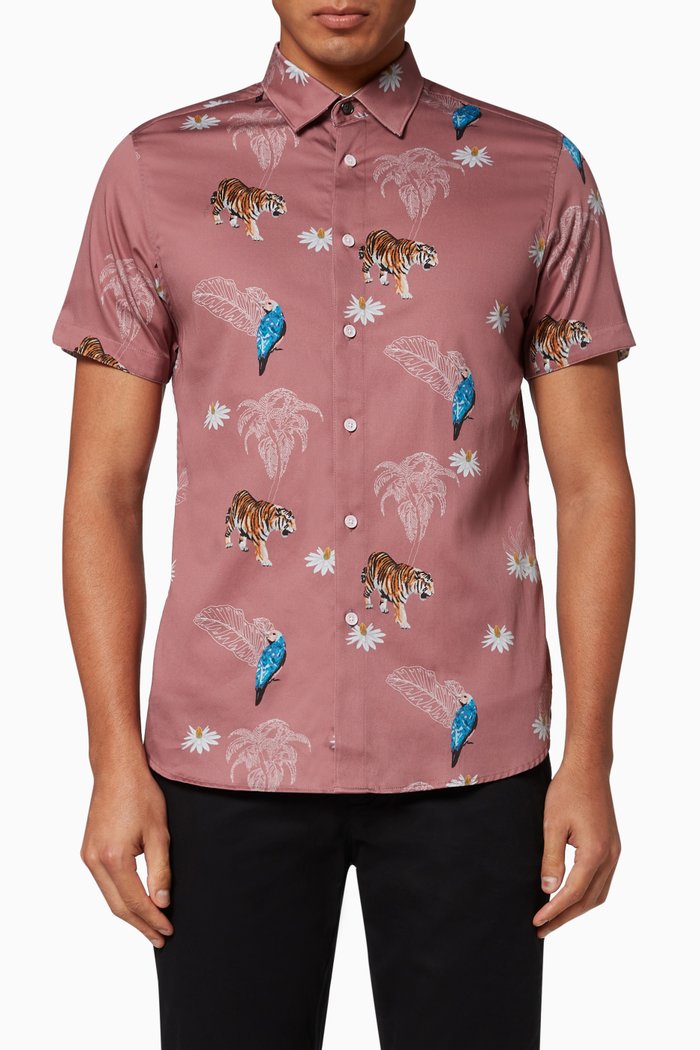

Kochops Animal Print Cotton Shirt, Purple