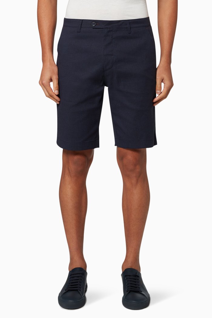

Corto Semi Plain Cotton Shorts, Blue