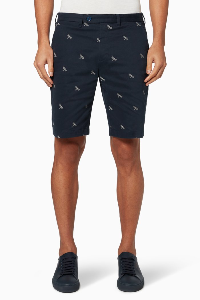 Dias Dragonfly Embroidered Chino Shorts, Blue