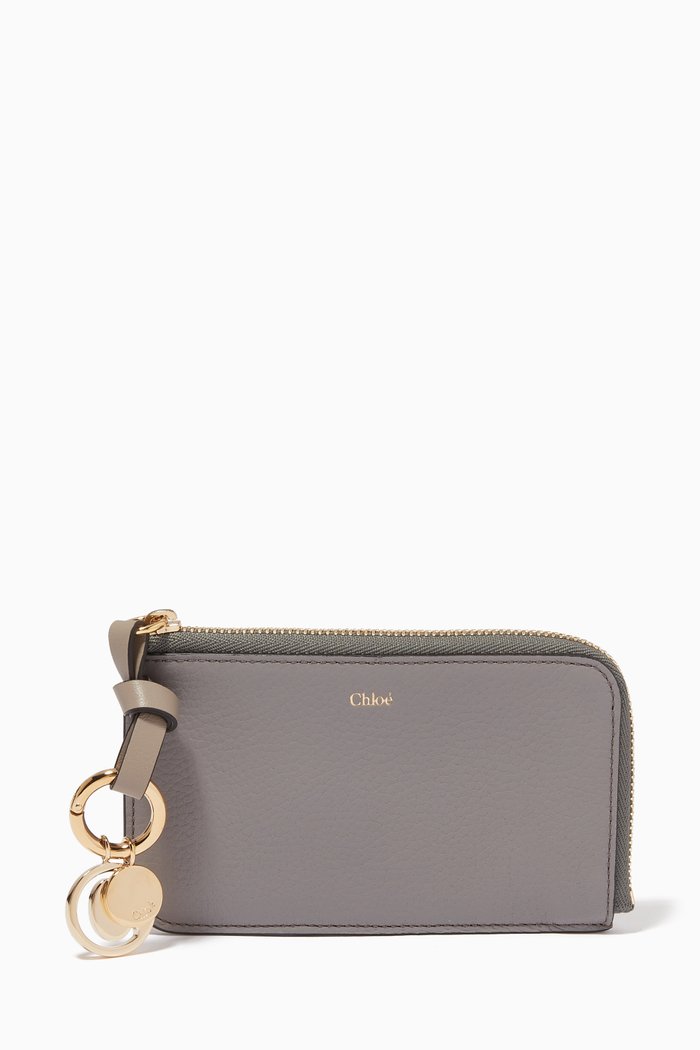 

Alphabet Wallet in Grained & Shiny Calfskin, Grey
