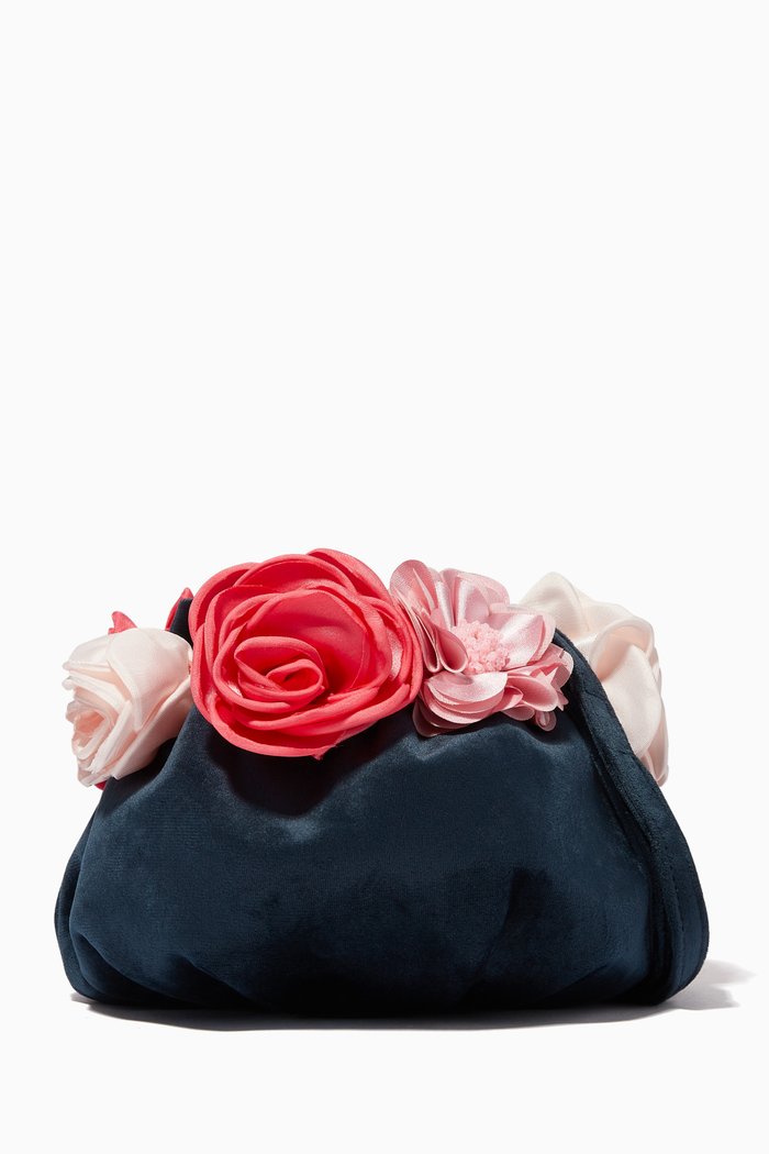 

Floral Appliqué Shoulder Bag, Blue