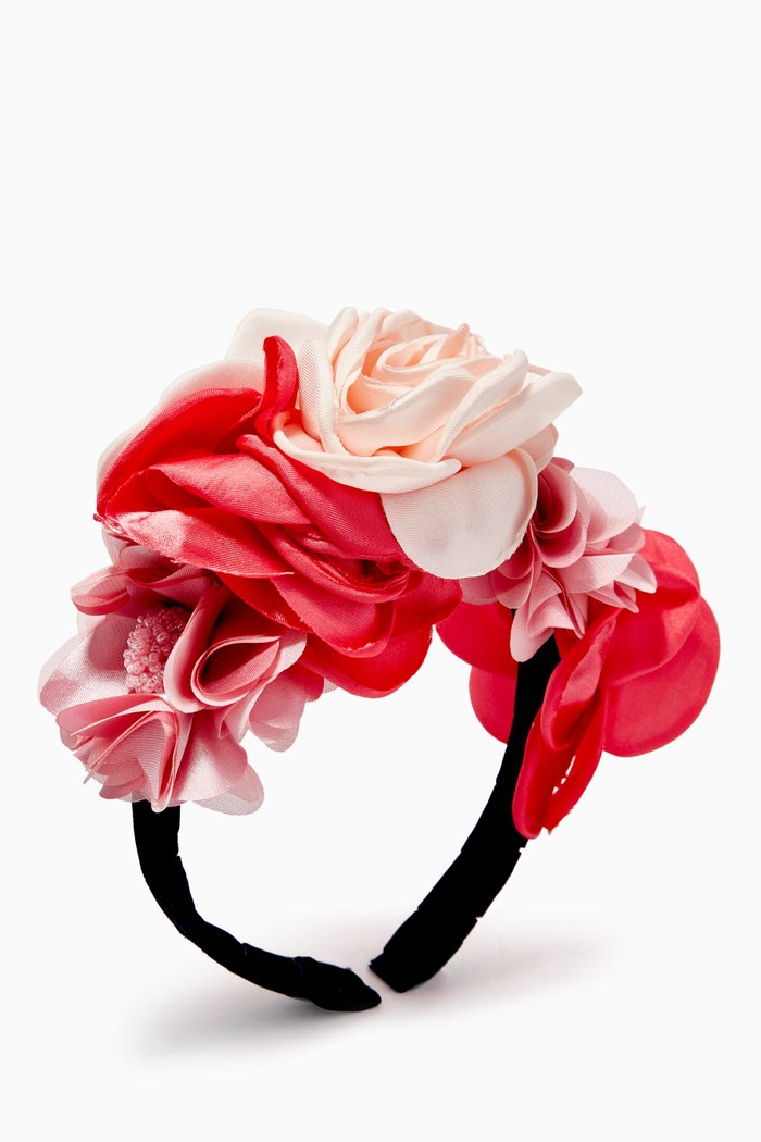 Floral Appliqué Headband, Blue