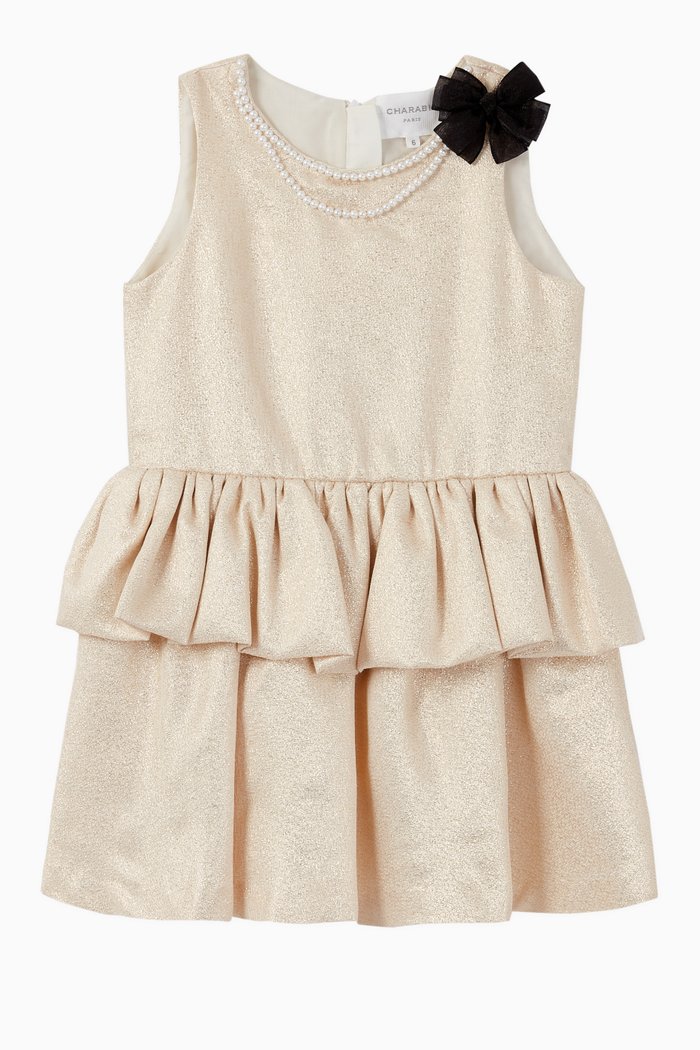 

Bow Brocade Dress, Neutral