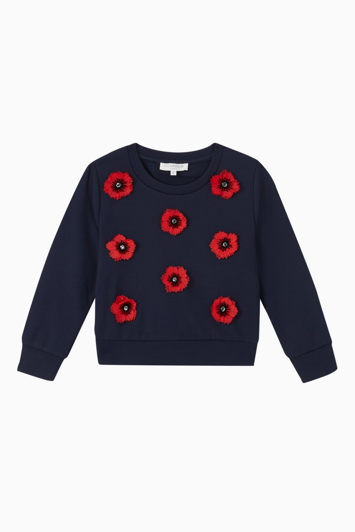 

Floral Applique Sweatshirt, Blue