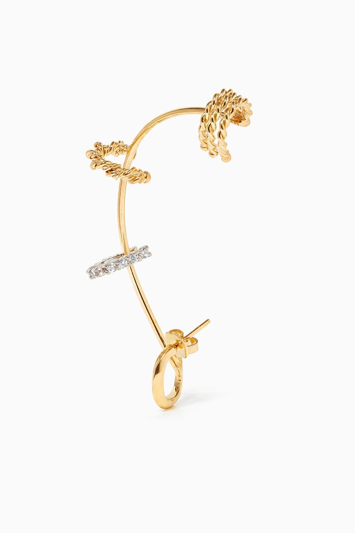 

Twisted Wires Gemstone Ear Cuff in 18kt Gold-Plated Brass