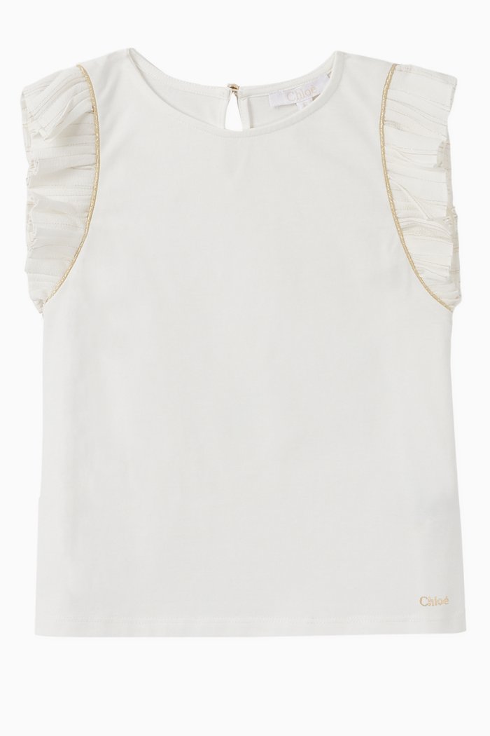 

Ruffle Cotton Blouse, Gold