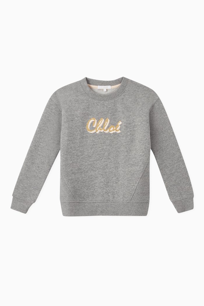 

Glitter Logo Cotton Sweatshirt, Grey