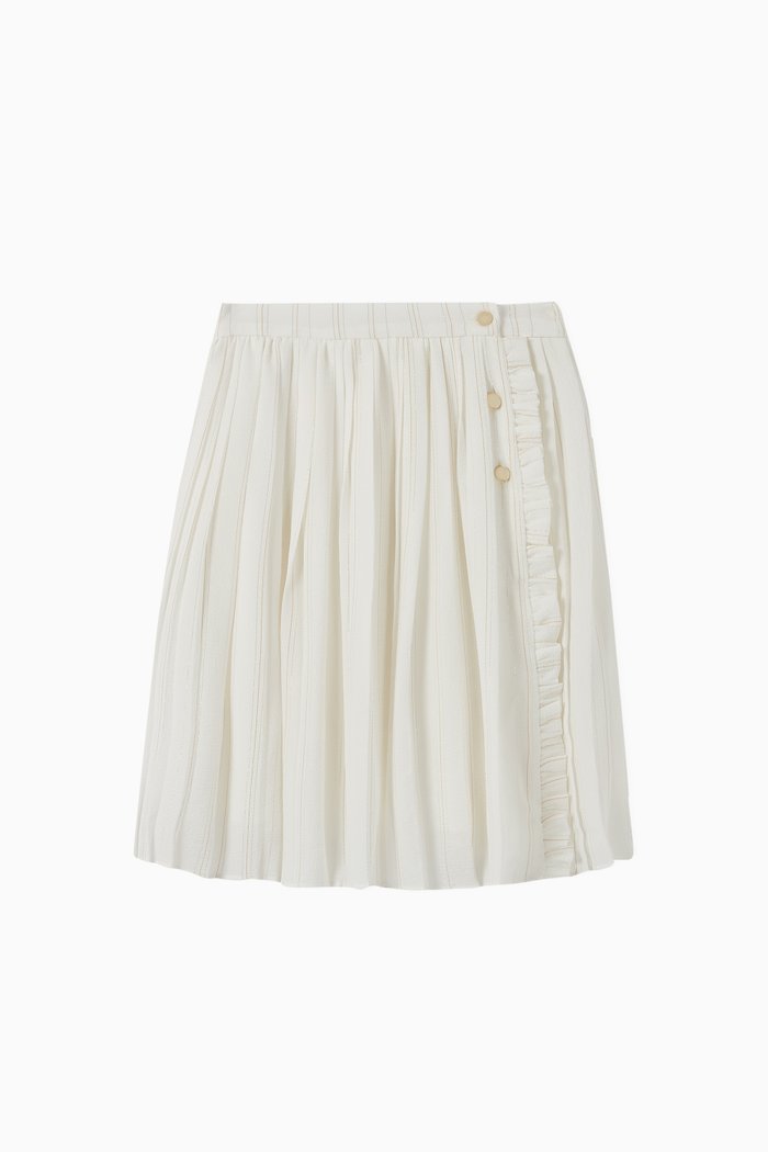 Pleated Midi Skirt, Gold