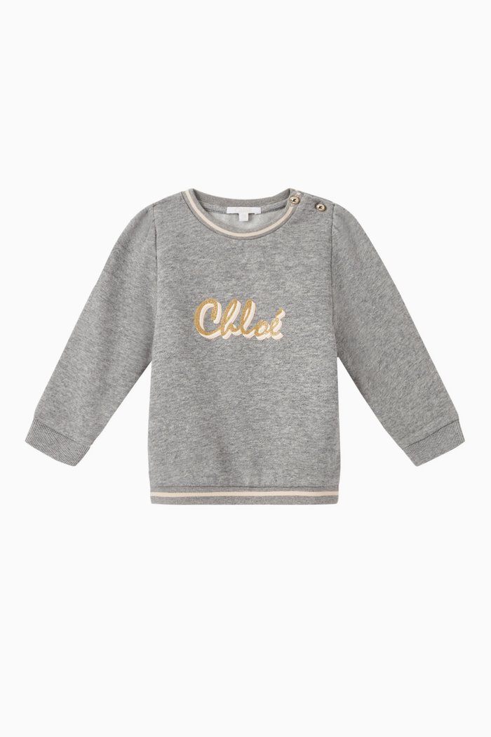 

Glitter Logo Cotton Sweatshirt, Grey