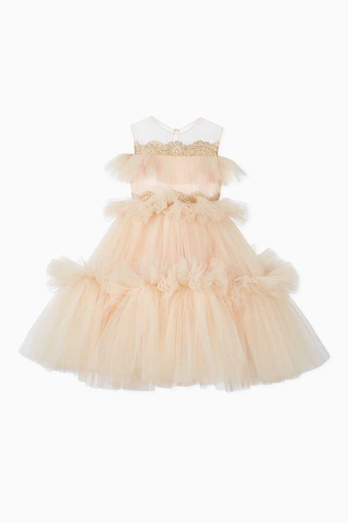 

Lotus Ruffled Tulle Dress, Neutral