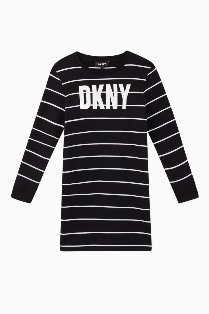

Logo Striped Jersey Dress, Black