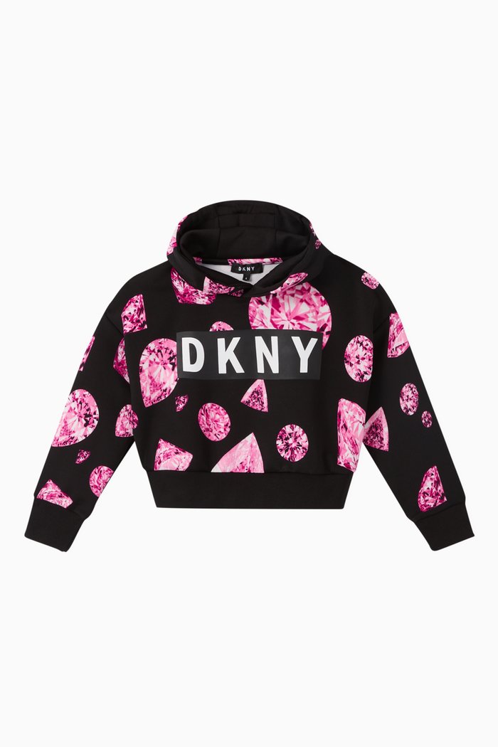 Logo & Diamonds Jersey Hoodie, Black