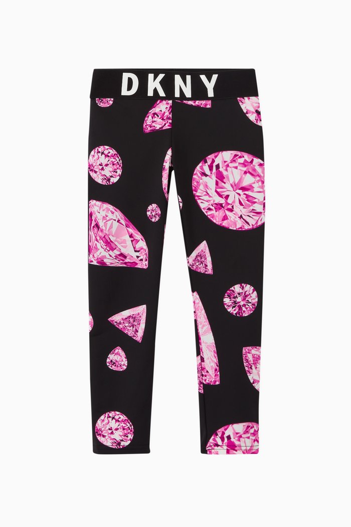 

Logo & Diamonds Nylon Leggings, Black