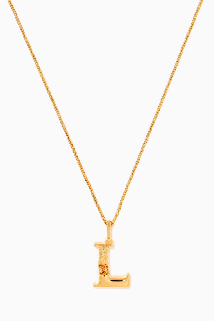 Alphabet Pendant Necklace in Brass, Gold