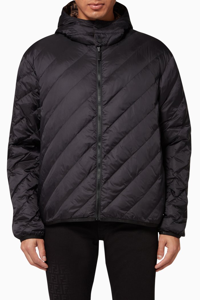 

FF Nylon Reversible Down Jacket, Brown