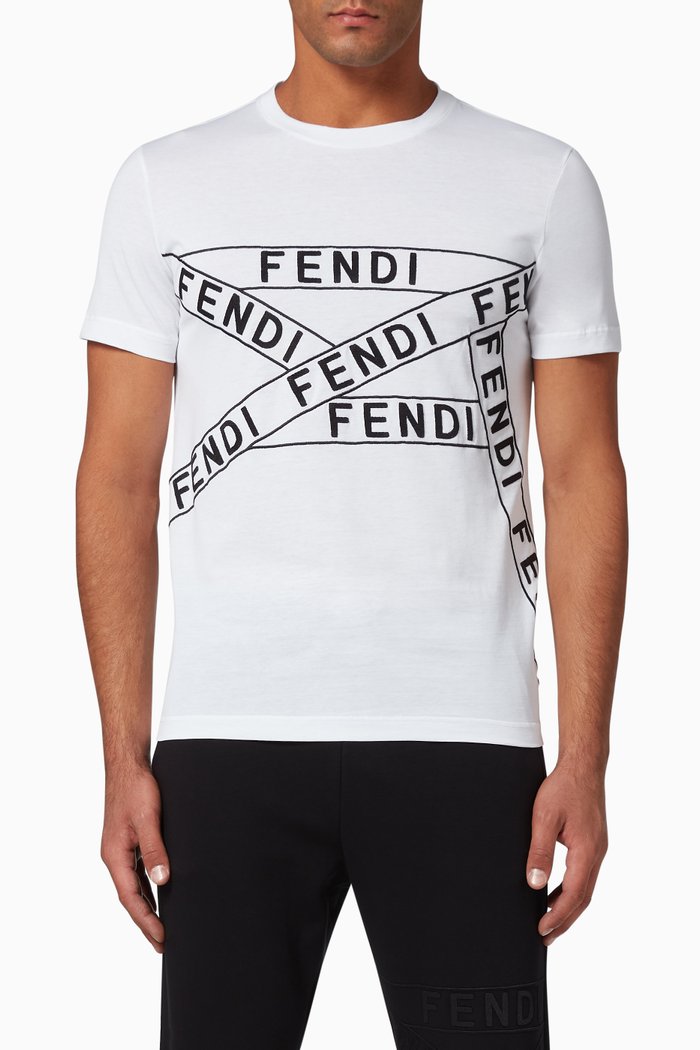 

Fendi Tape Cotton T-Shirt, White