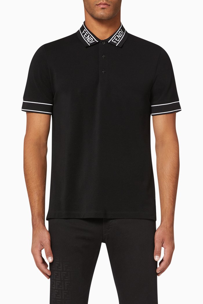 

Logo Detail Piqué Polo Shirt, Black