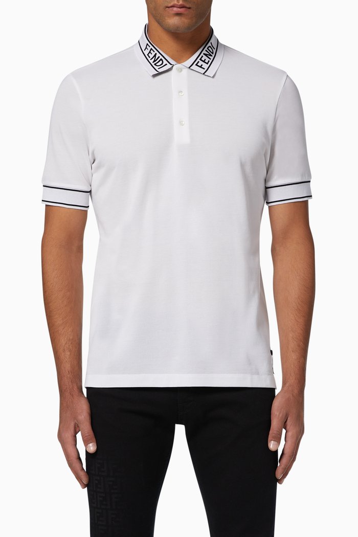 

Logo Detail Piqué Polo Shirt, White