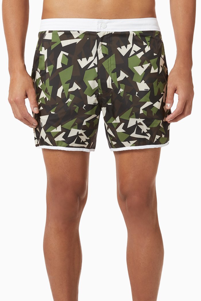 

Camouflage Bag Bugs Eyes Technical Swim Shorts, Green