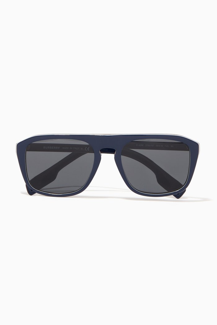 

Icon Stripe Detail Square Sunglasses, Black