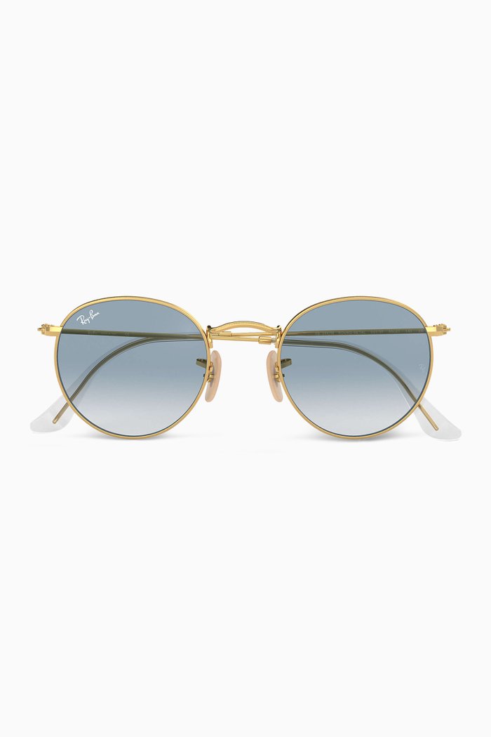 

Round Flat Gradient Sunglasses, Gold