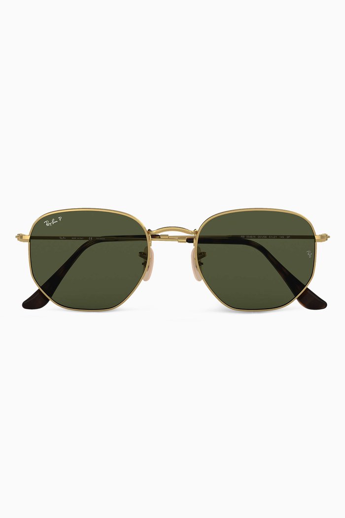

Hexagonal Flat Gradient Polarized Sunglasses, Gold
