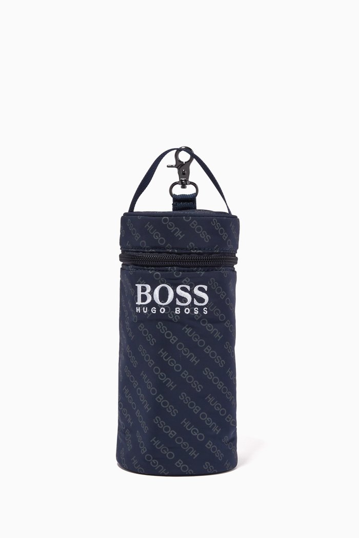 

Logo Print Bottle Holder in Nylon, Blue