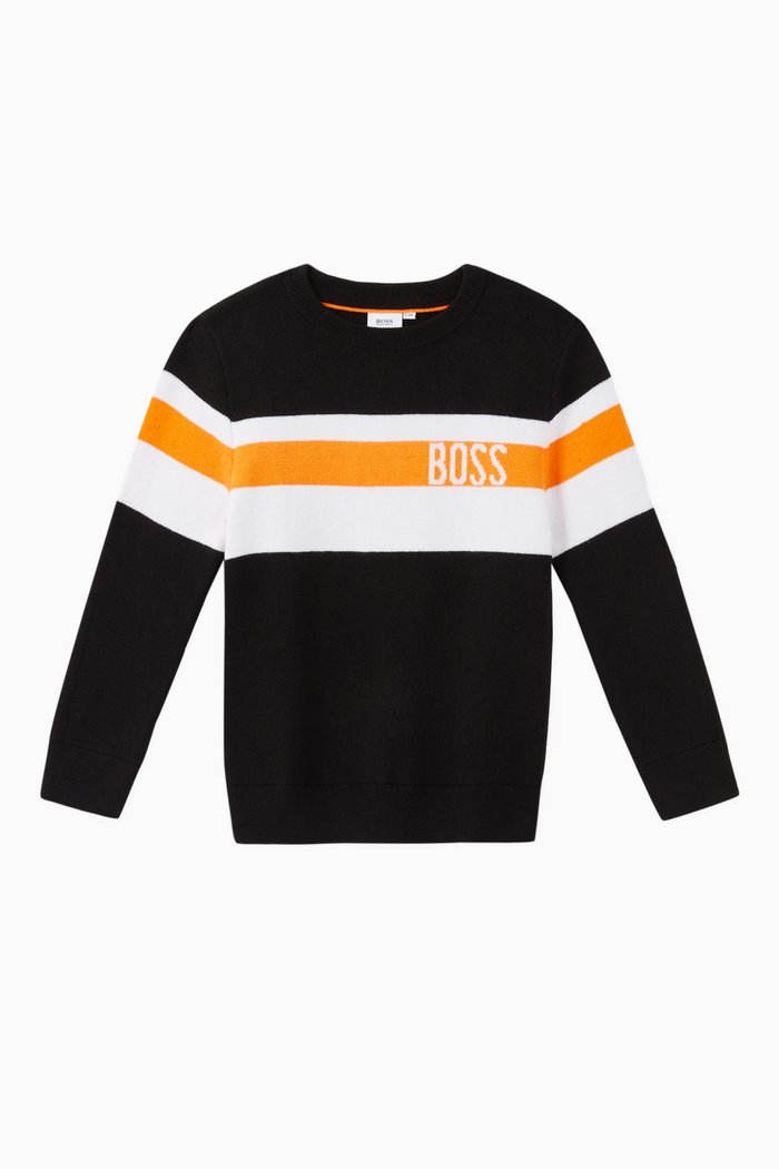 

Logo Intarsia Knit Pullover, Black